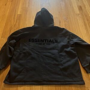 Essentials Fear of God Black Logo Spellout Oversized Hoodie Sz XS